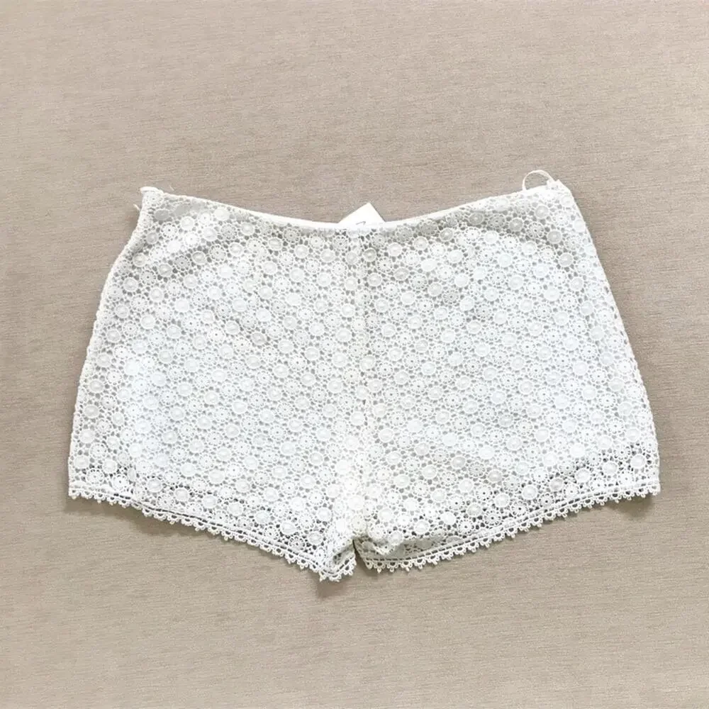 Joie NWT Lace Shorts Floral High Rise Ivory White Romantic Size 10